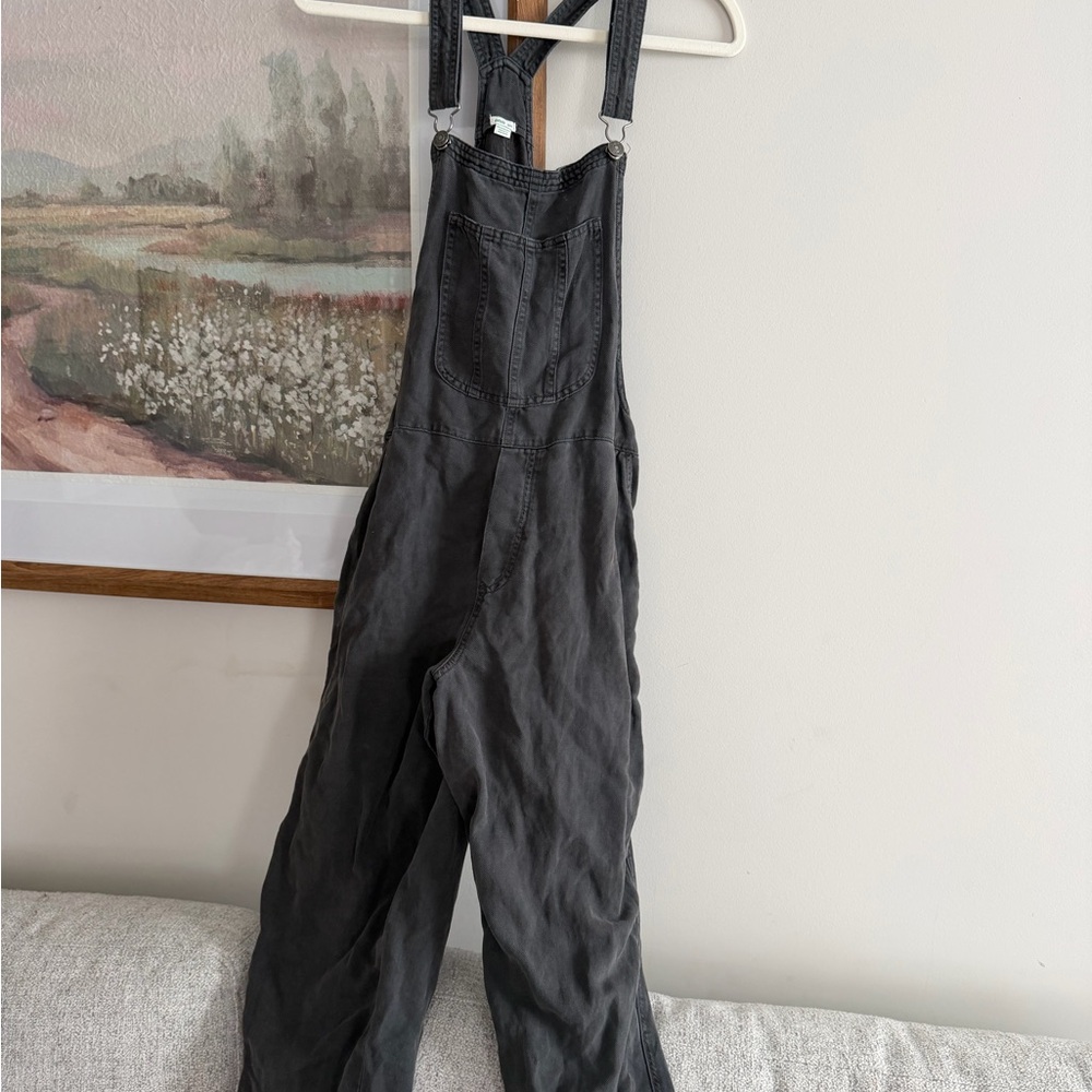 Aerie Charcoal Gray Cotton Overalls with Adjustable Straps medium